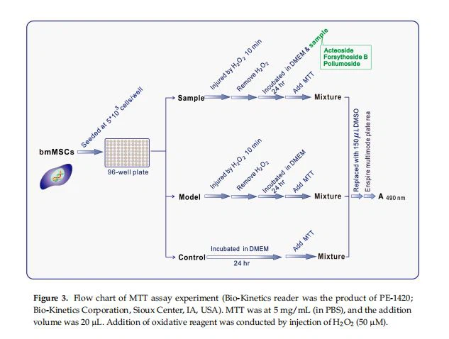 Flow chart of MTT assay experiment (Bio-Kinetics reader was the product of PE-1420;