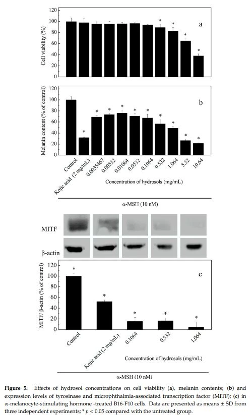 figure 5. Effects of hydrosol concentrations on cell viability figure 5. Effects of hydrosol concentrations on cell viability