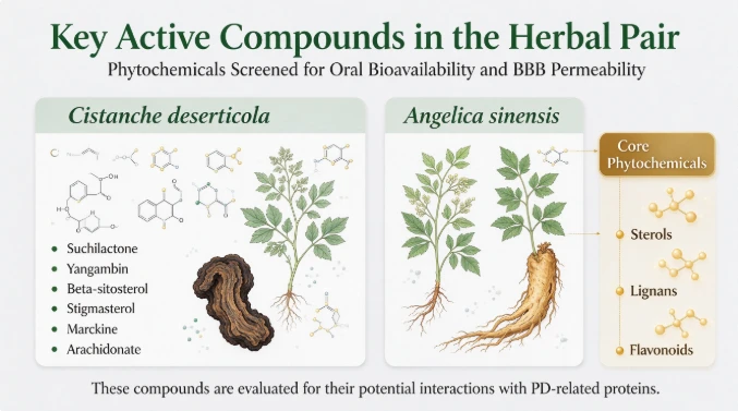 Cistanche‑Angelica Herb Pair: Exploring Neuroprotective Potential Against Par...